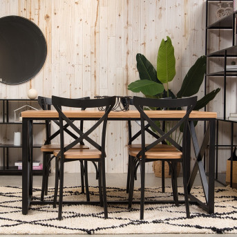 Pack Table Industrielle + 4 Chaises BISTROT