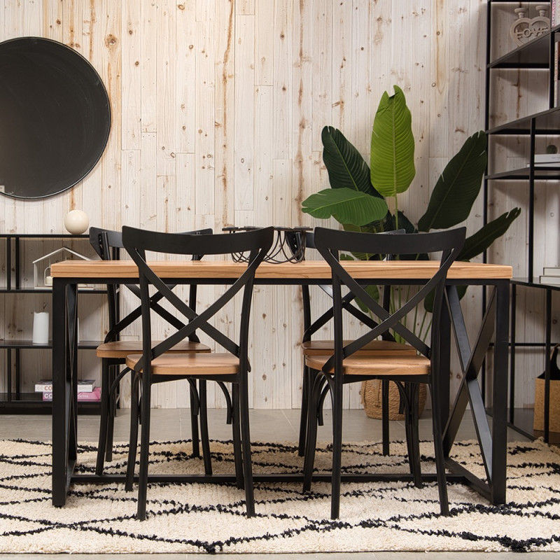 Pack Table Industrielle + 4 Chaises BISTROT