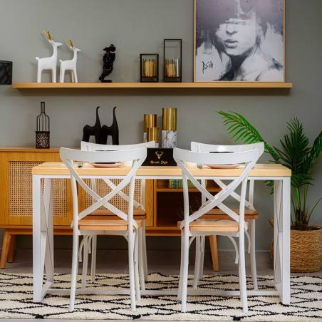 Pack Table Industrielle + 4 Chaises BISTROT