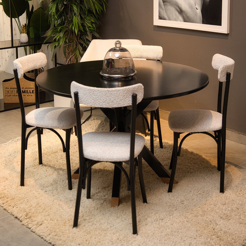 Pack Table CARMEN + 4 Chaises IBIZA Capitonnées