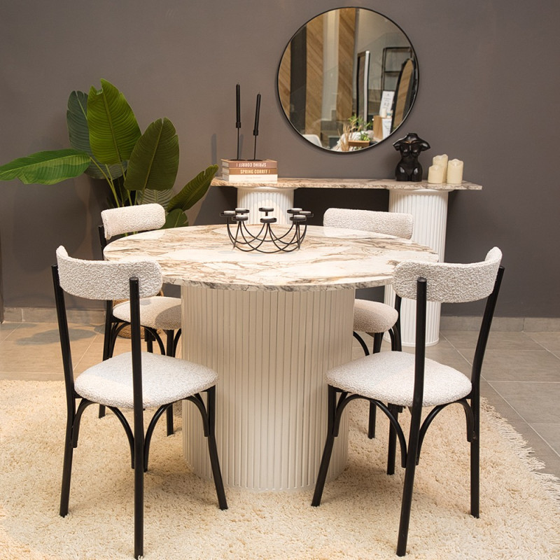 Pack Table ORÉKO + 4 Chaises IBIZA Capitonnées