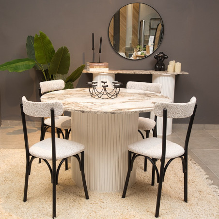 Pack Table ORÉKO + 4 Chaises IBIZA Capitonnées