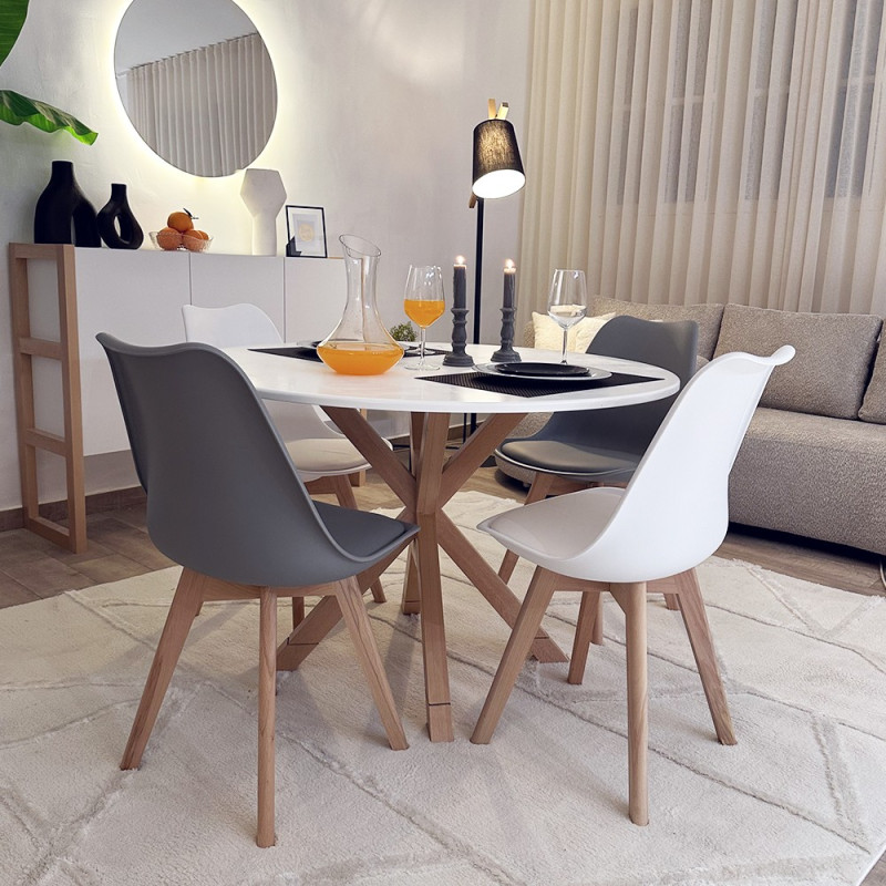 Pack Table CARMEN + 4 Chaises DSW Pieds Croisés