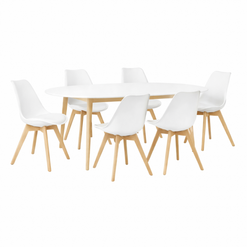 Pack Table SYMPHONIE + 6 Chaises DSW Pieds Croisés