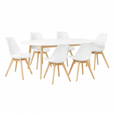 Pack Table SYMPHONIE + 6 Chaises DSW Pieds Croisés